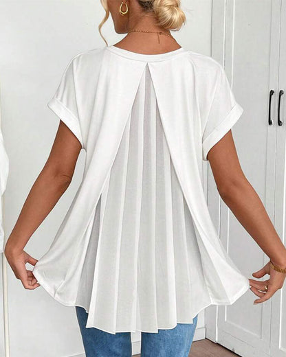 T-shirt med korta ärmar, enfärgad patchwork