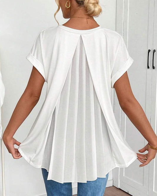 T-shirt med korta ärmar, enfärgad patchwork