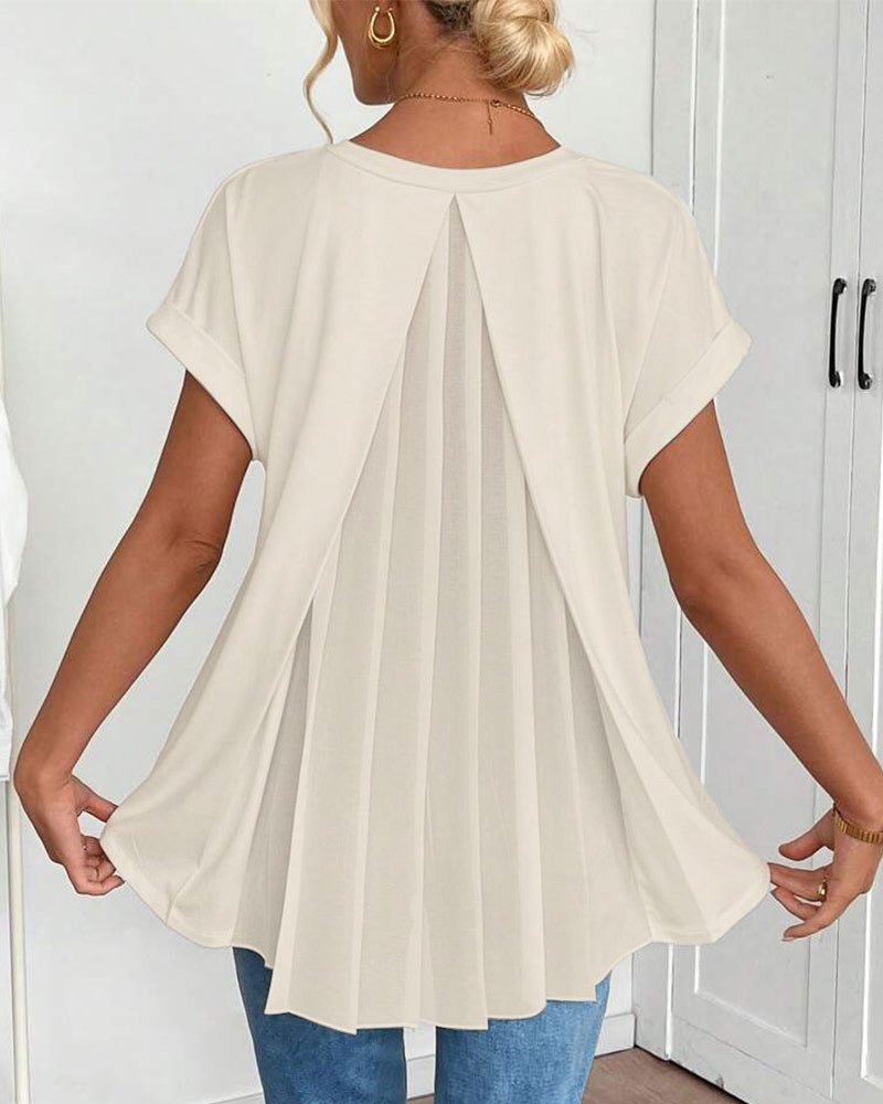 T-shirt med korta ärmar, enfärgad patchwork