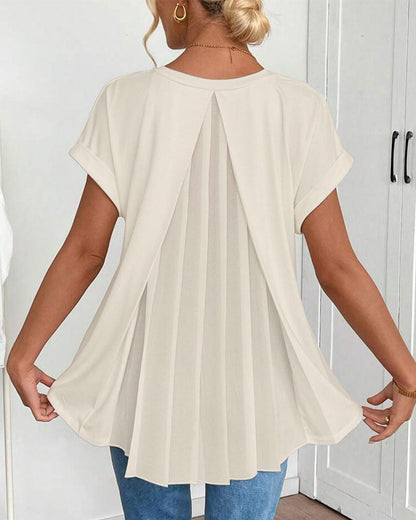 T-shirt med korta ärmar, enfärgad patchwork