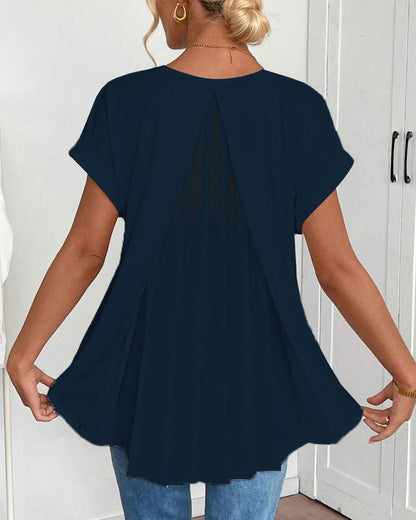 T-shirt med korta ärmar, enfärgad patchwork