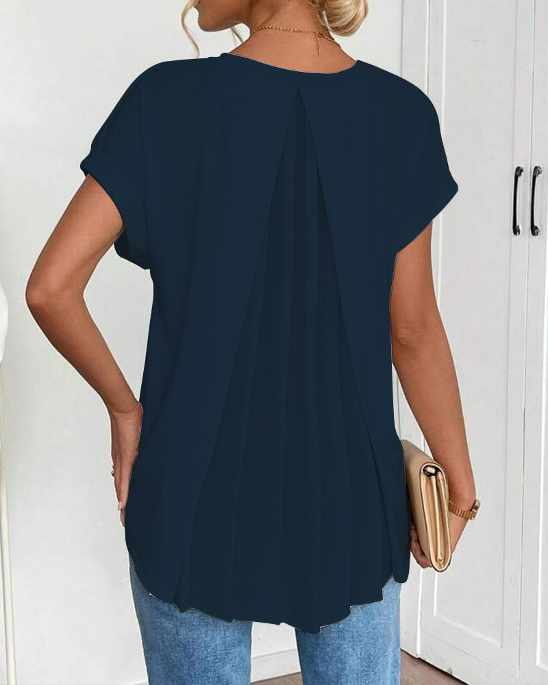T-shirt med korta ärmar, enfärgad patchwork