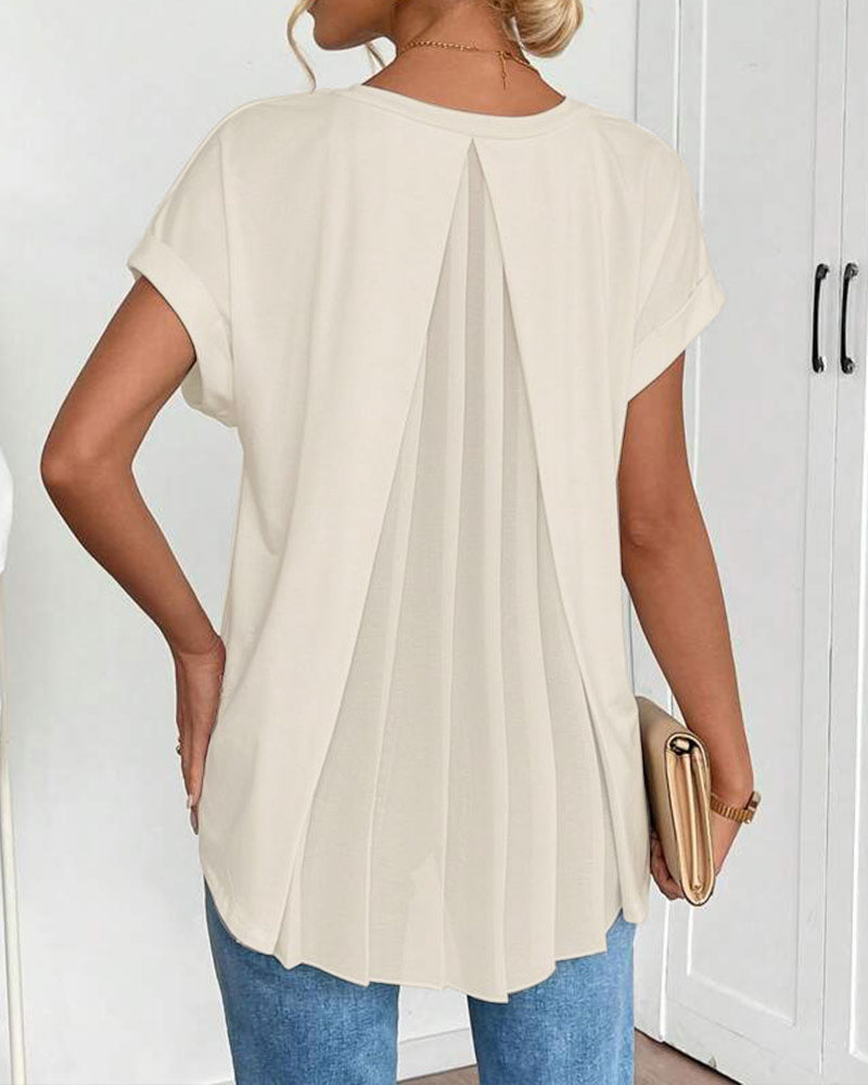 T-shirt med korta ärmar, enfärgad patchwork