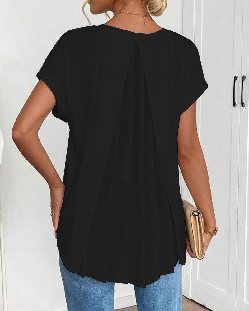T-shirt med korta ärmar, enfärgad patchwork