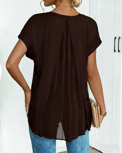 T-shirt med korta ärmar, enfärgad patchwork