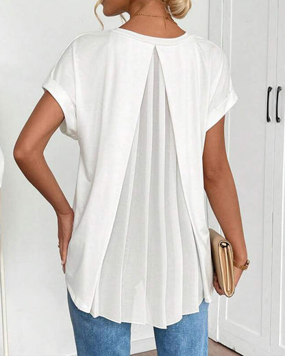 T-shirt med korta ärmar, enfärgad patchwork