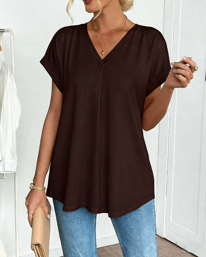 T-shirt med korta ärmar, enfärgad patchwork