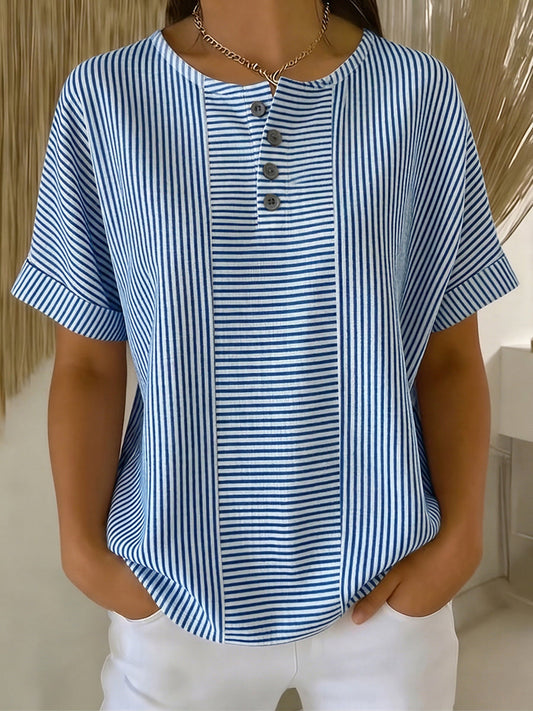 Belle | Avslappnad Randig Blus