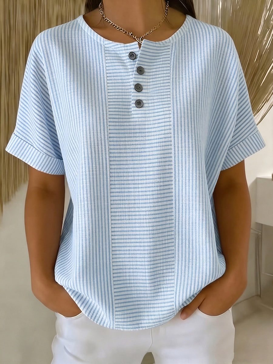 Belle | Avslappnad Randig Blus