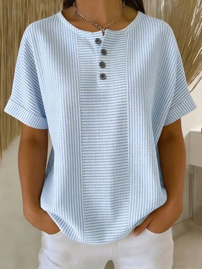Belle | Avslappnad Randig Blus