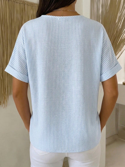 Belle | Avslappnad Randig Blus