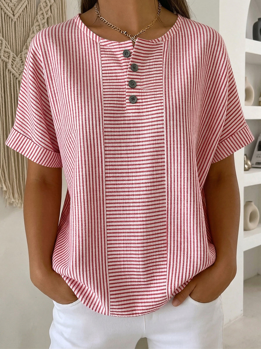 Belle | Avslappnad Randig Blus