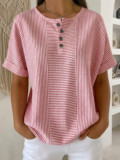 Belle | Avslappnad Randig Blus