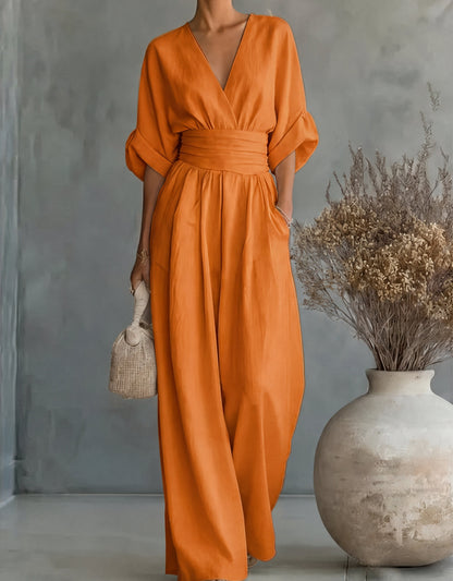 Daniela - Elegant jumpsuit med V-hals och vida ben