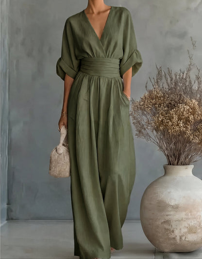 Daniela - Elegant jumpsuit med V-hals och vida ben