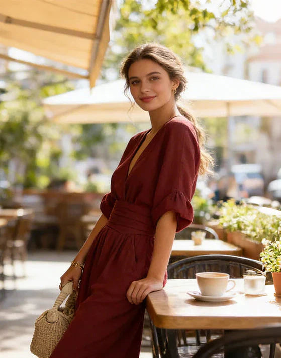 Daniela - Elegant jumpsuit med V-hals och vida ben
